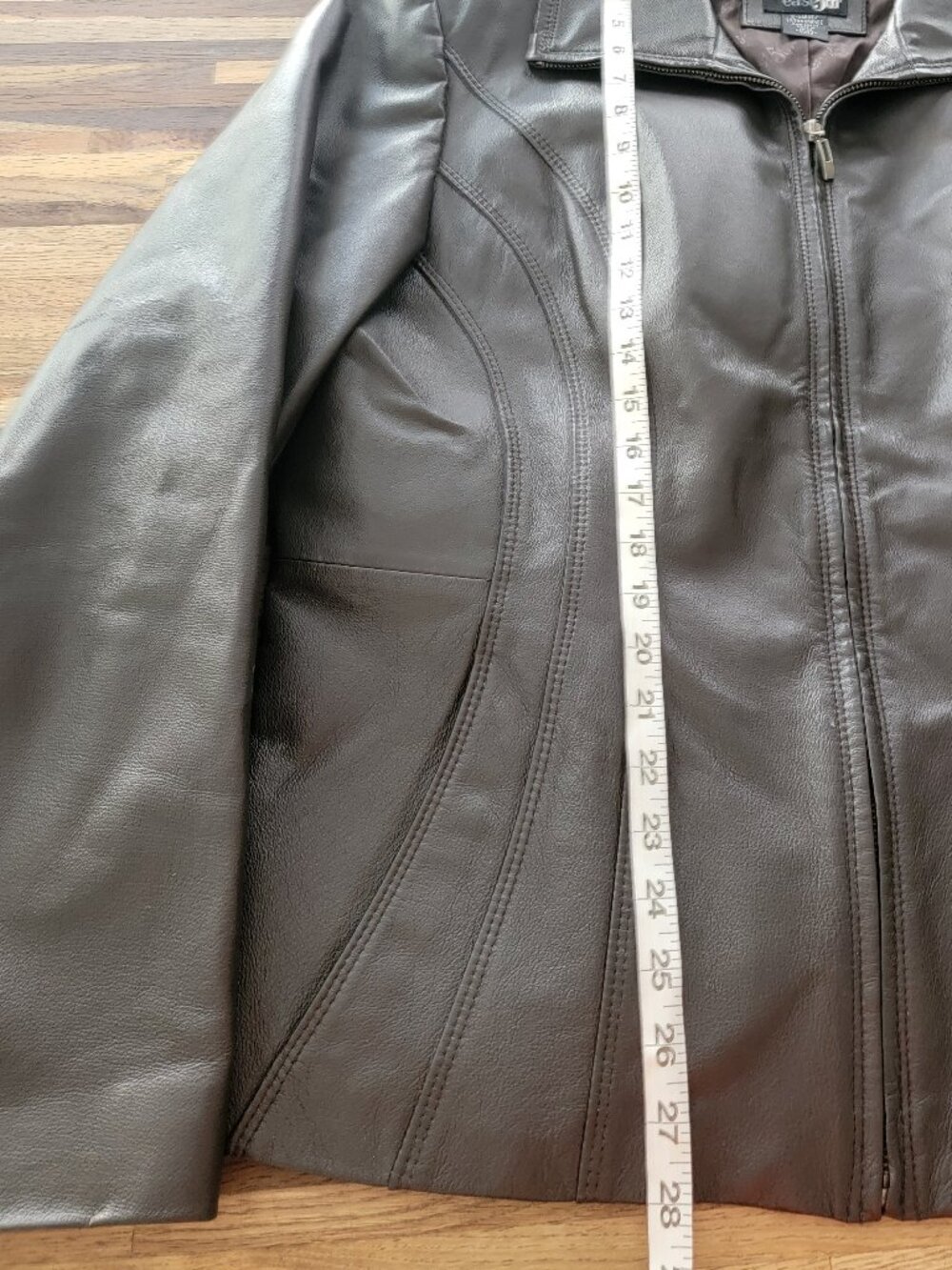 EAST 5TH Fitted Brown Leather Jacket Fully Lined Blazer/Jacket Zip Up - Picture 7 of 13